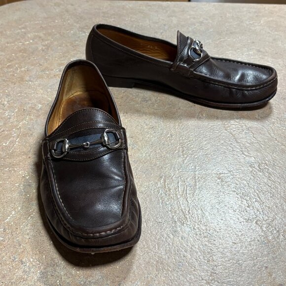 Authentic Gucci Mens Brown Leather Horsebit Loafers Size 9.5 D Made In Italy - Picture 2 of 16